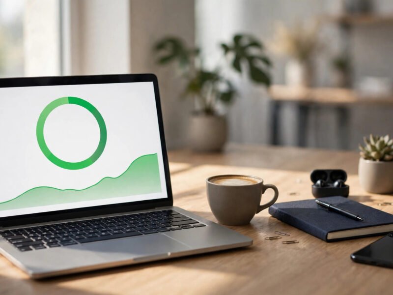 Laptop showing a website speed test dashboard — how to speed up Elementor in WordPress