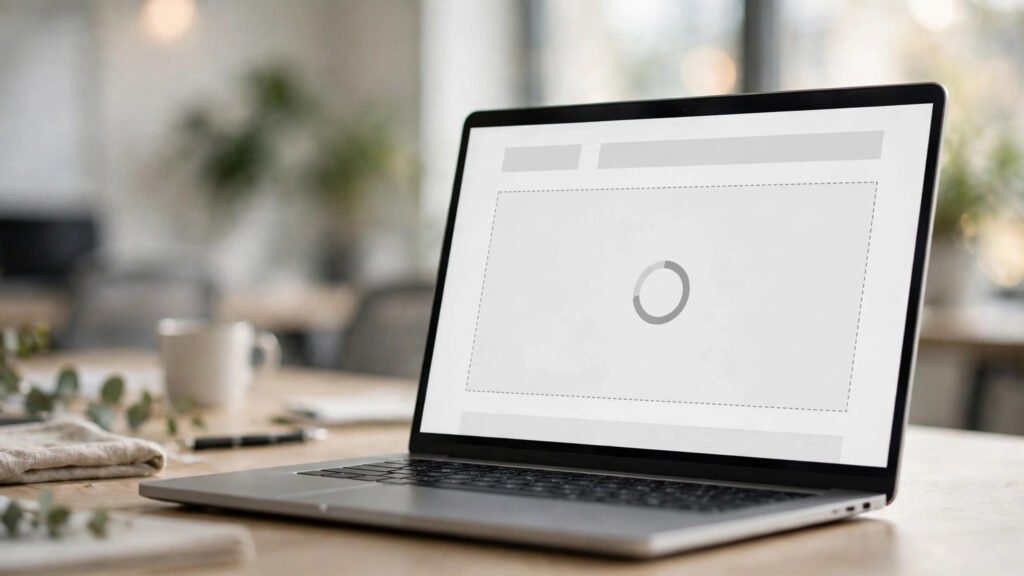 Guide to improve CLS WordPress: developer fixing cumulative layout shift on a laptop