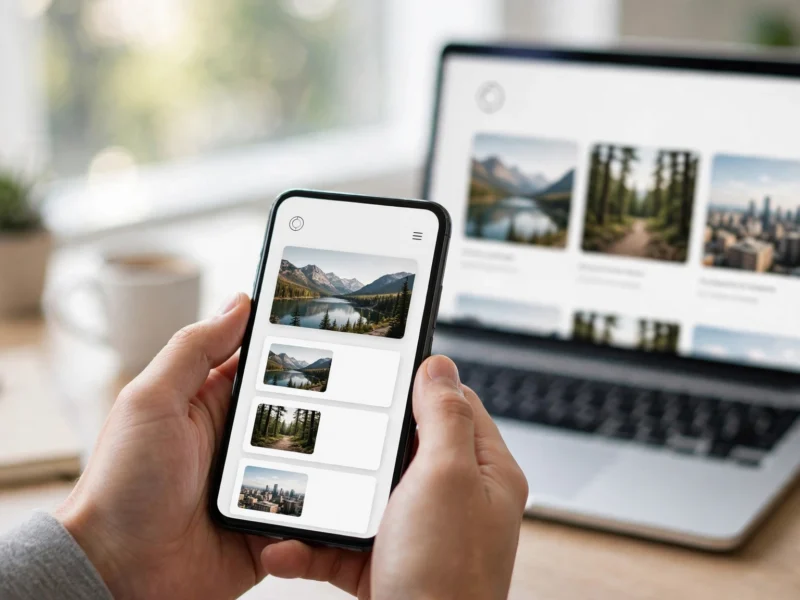 Mobile-friendly website design shown on smartphone and laptop