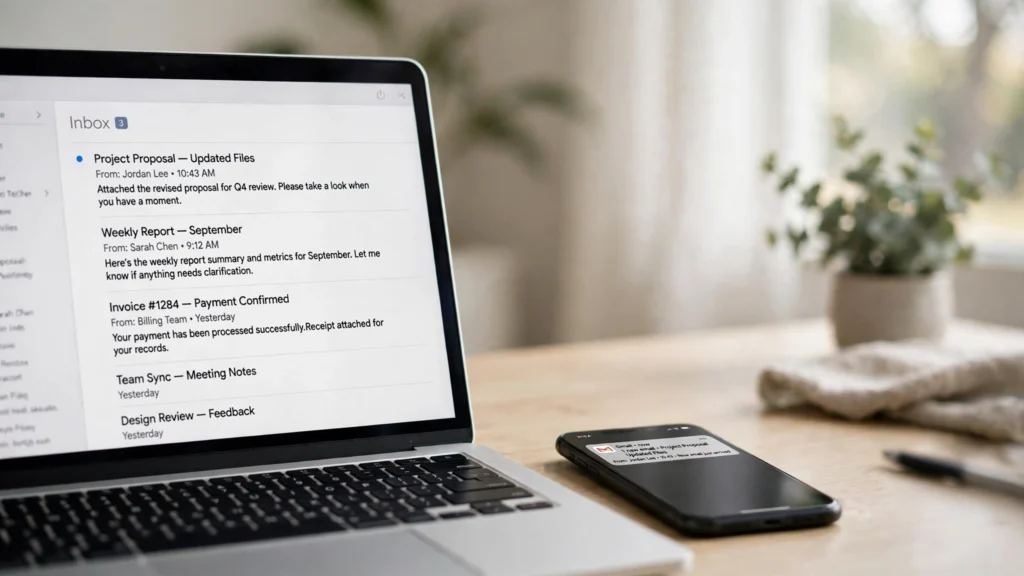 WordPress not sending emails fix - laptop showing email inbox