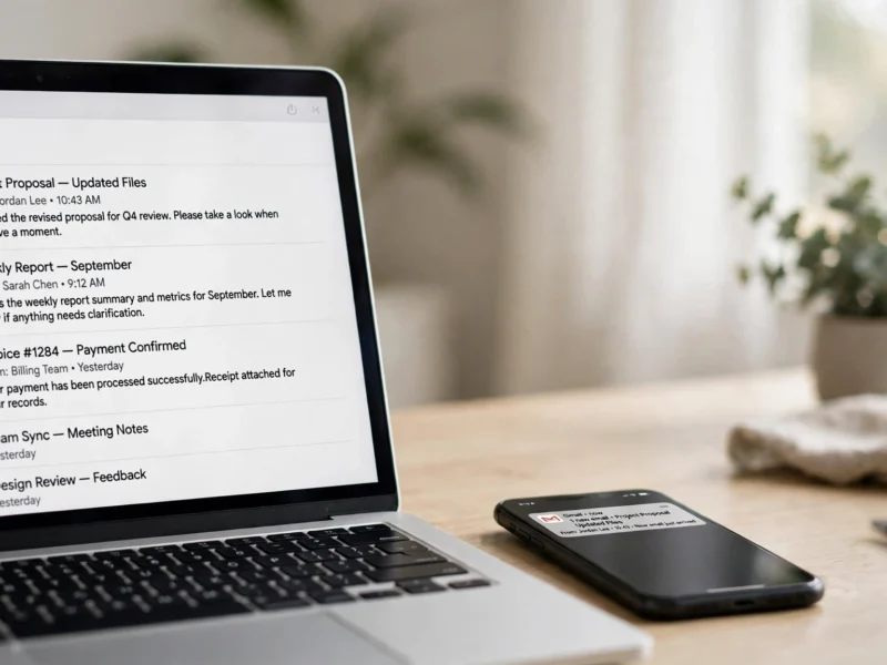 WordPress not sending emails fix - laptop showing email inbox