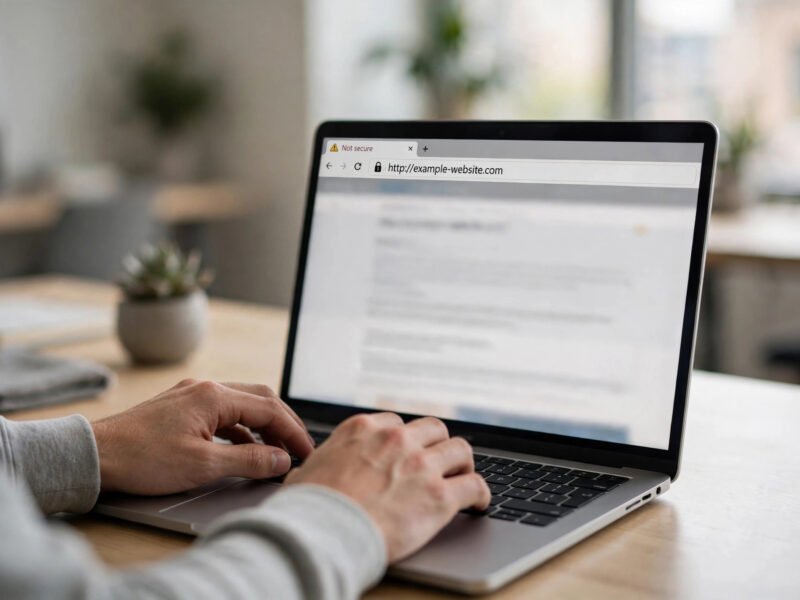 Fix WordPress mixed content errors - laptop showing Not secure browser warning