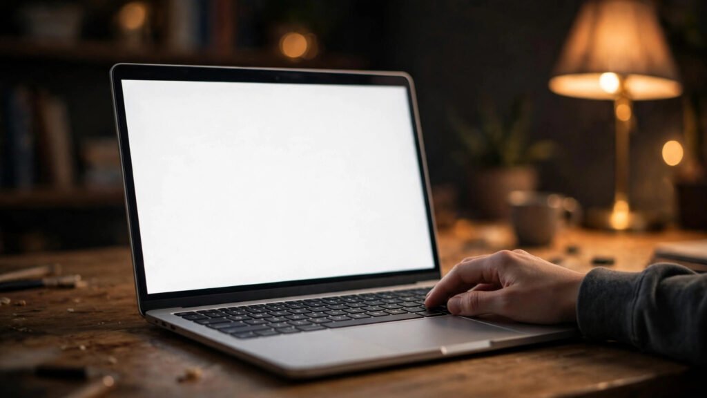 Developer troubleshooting the white screen of death WordPress error on a laptop